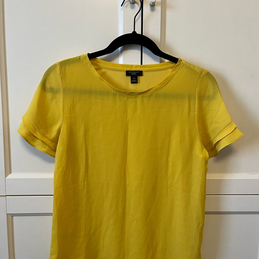 Ann Taylor Silky Top with Ruffle
